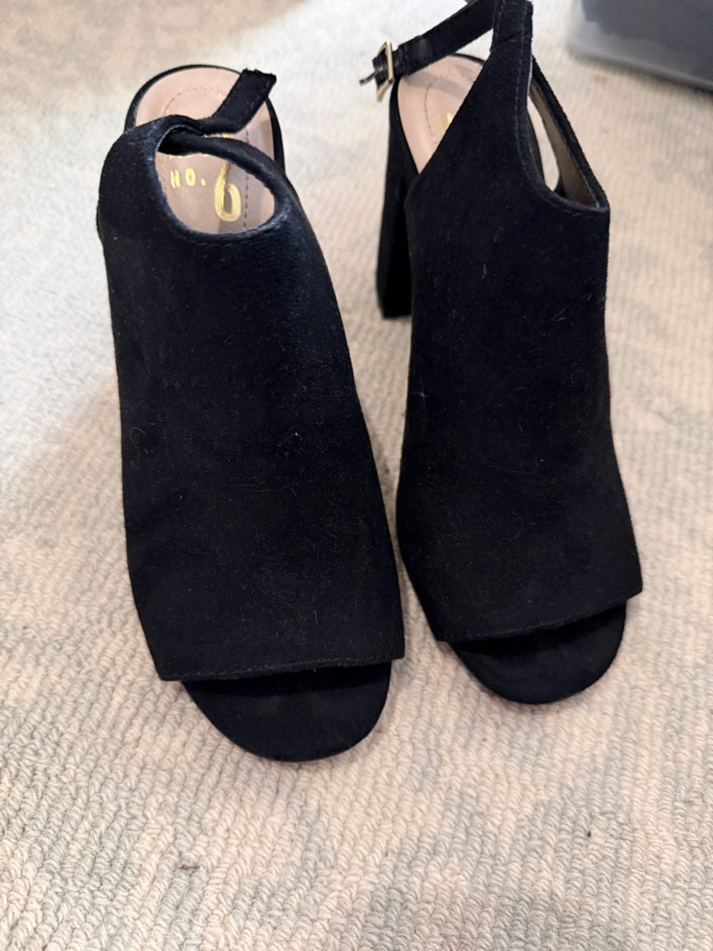 Mix no 6 Black Suede Open-Toe Block Heel Sandals
